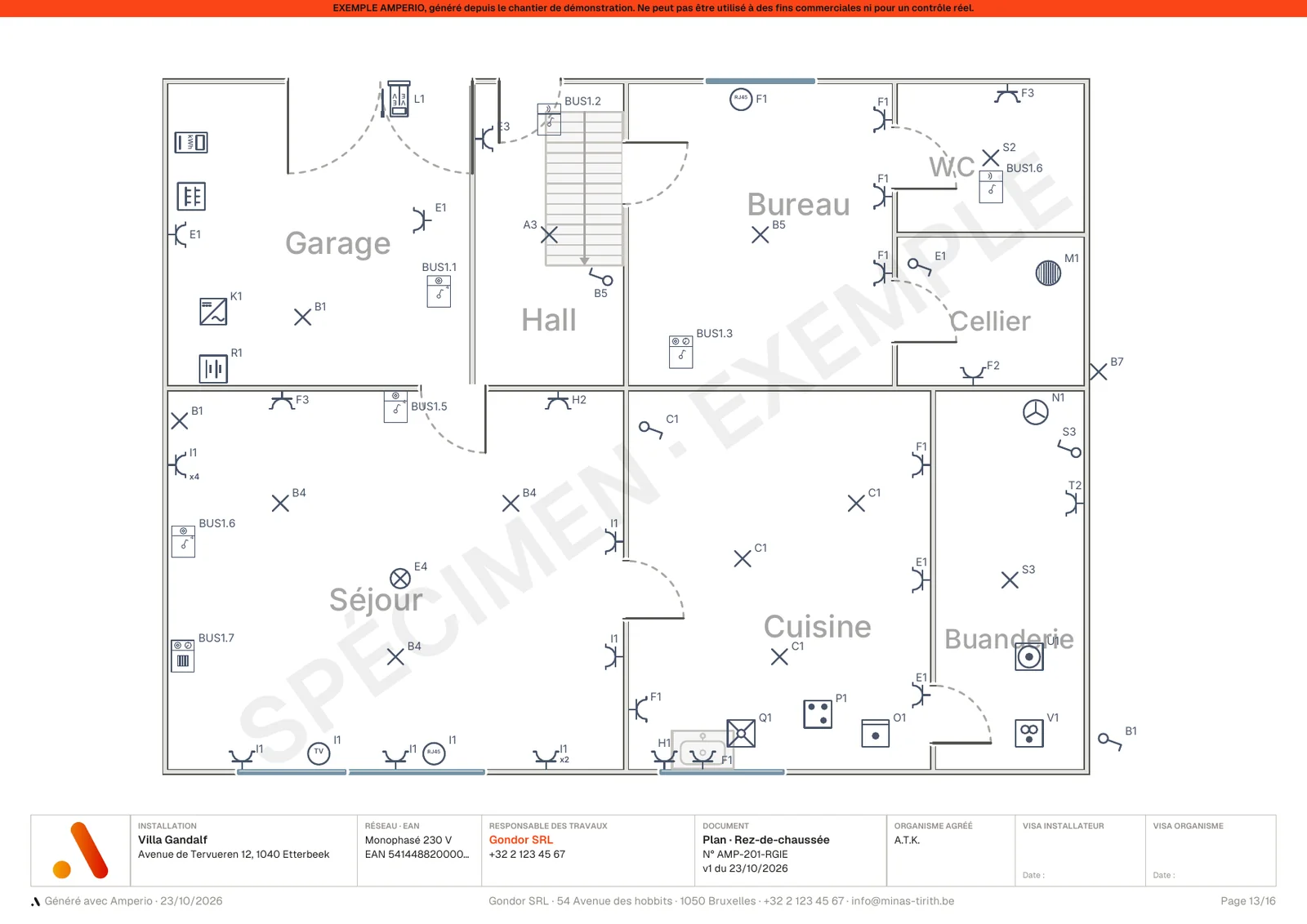 Plan de position du rez-de-chaussée, avec sa cartouche en bas
